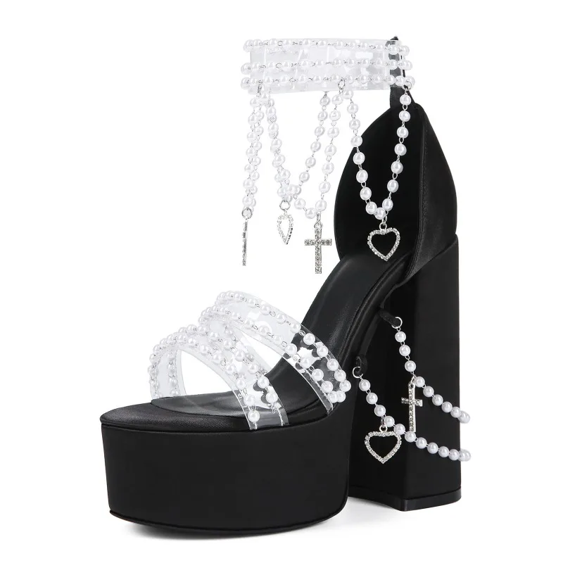 European and American High-heeled Spicy Girl's One Button Sandals with Rhinestones, Women's Thick Soled Open Toe Fashion Shoes
European and American High-heeled Spicy Girl's One Button Sandals with Rhinestones, Women's Thick Soled Open Toe Fashion Shoes