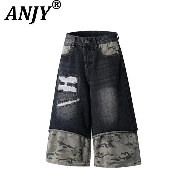 ANJY American High Street Style Patchwork Denim Pants Chic Ins Shorts Women Trendy Loose Wide-leg Men Cropped-Pants Vibe A23837
ANJY American High Street Style Patchwork Denim Pants Chic Ins Shorts Women Trendy Loose Wide-leg Men Cropped-Pants Vibe A23837