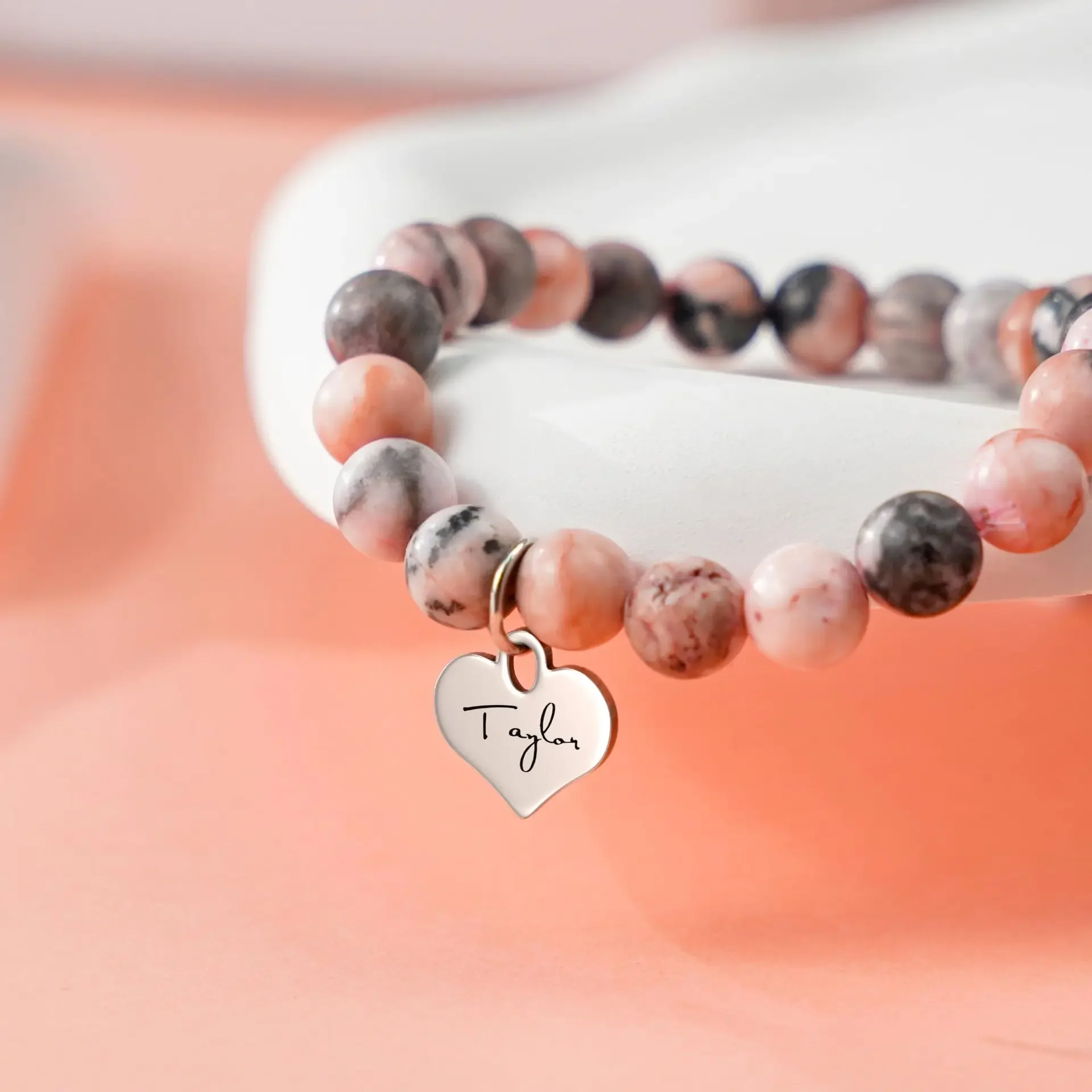Custom Name Engravd Bracelets Personalized Beaded Bracelet Customized Letter Pink Zebra Stone Bange for Women Birthday's Gifts
Custom Name Engravd Bracelets Personalized Beaded Bracelet Customized Letter Pink Zebra Stone Bange for Women Birthday's Gifts