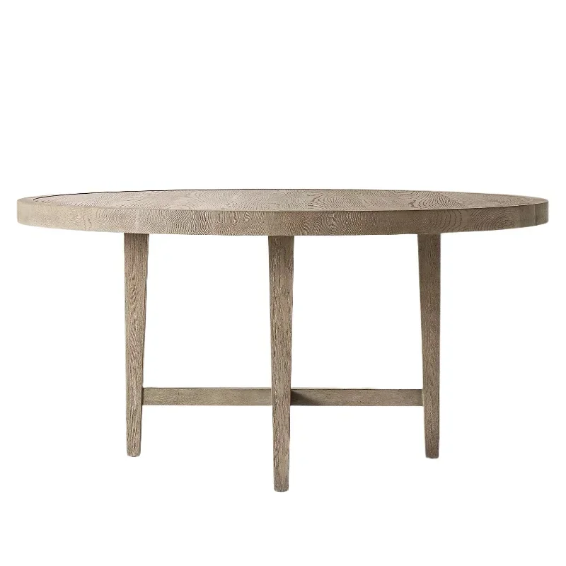 Modern simple all-solid wood home dining table American rural retro small apartment round table 
Modern simple all-solid wood home dining table American rural retro small apartment round table