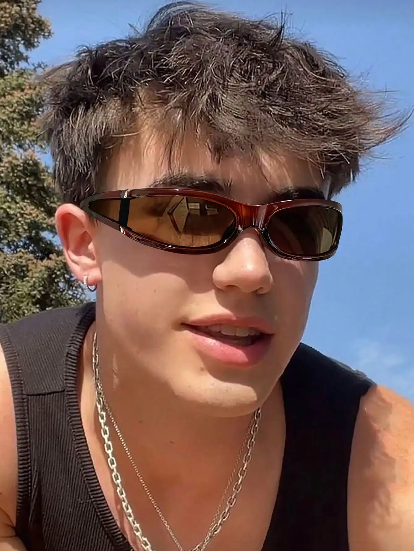 1 PC Men's Fashion Eyewear Acrylic Street Hip Hop Rectangle Brown Glasses For Vacation Outing, Street Matching And Outdoor Activ
1 PC Men's Fashion Eyewear Acrylic Street Hip Hop Rectangle Brown Glasses For Vacation Outing, Street Matching And Outdoor Activ