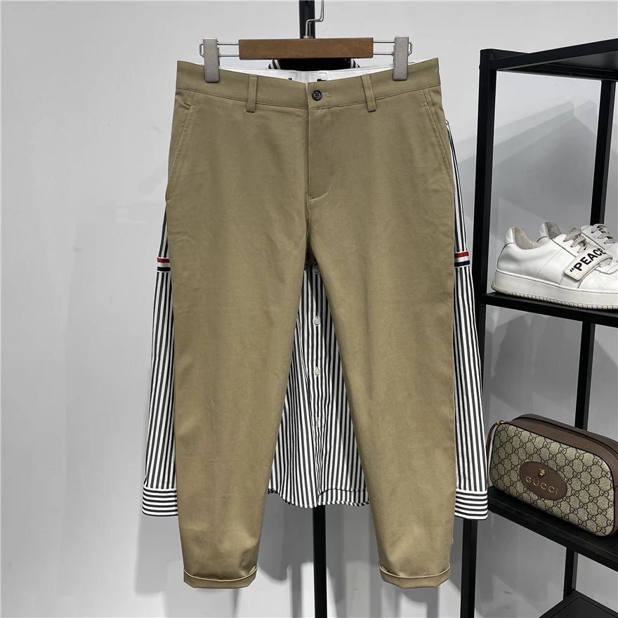 Men's Cotton Ammonia Micro Elastic Casual Pants Khaki Color 9 Points Slim Fit Korean Sle Spring Summer Youth Faion Trend
Men's Cotton Ammonia Micro Elastic Casual Pants Khaki Color 9 Points Slim Fit Korean Sle Spring Summer Youth Faion Trend