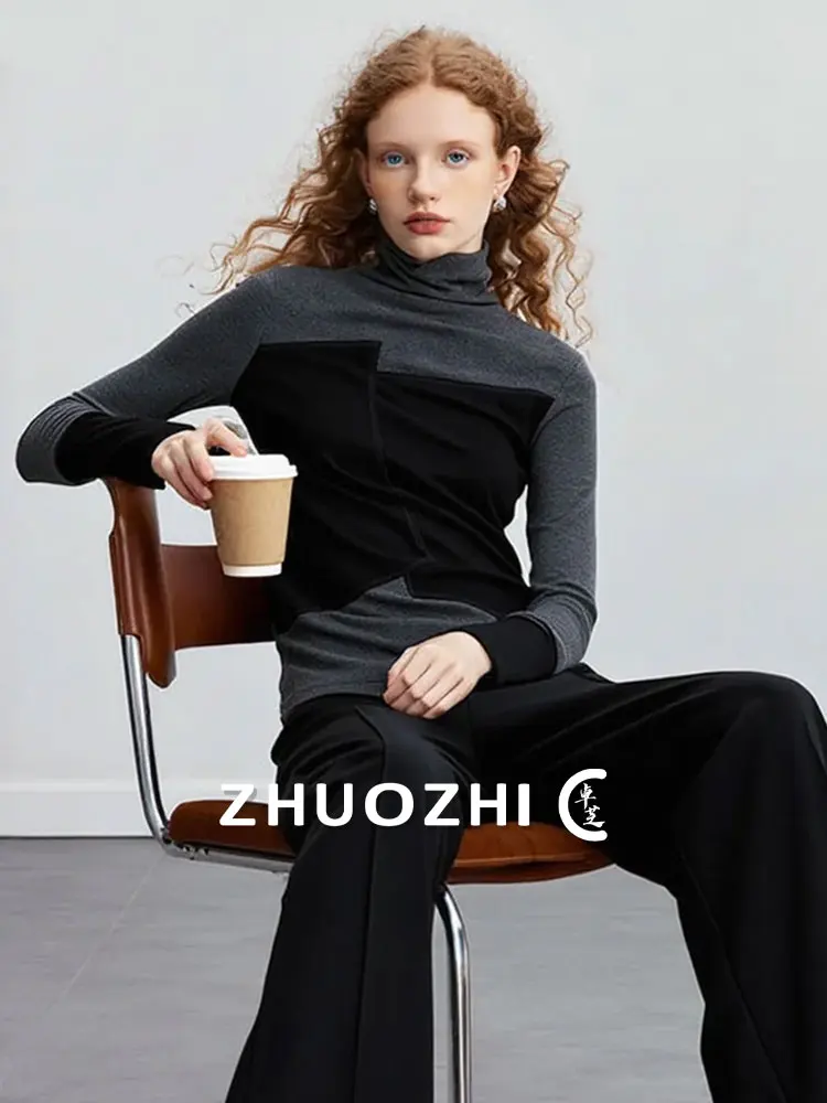 Zhuo Chi Spring New Faion Design T-irt Patchwork Asymmetrical f High Collar Long Sve Breathable Comfortable Ladies Top
Zhuo Chi Spring New Faion Design T-irt Patchwork Asymmetrical f High Collar Long Sve Breathable Comfortable Ladies Top