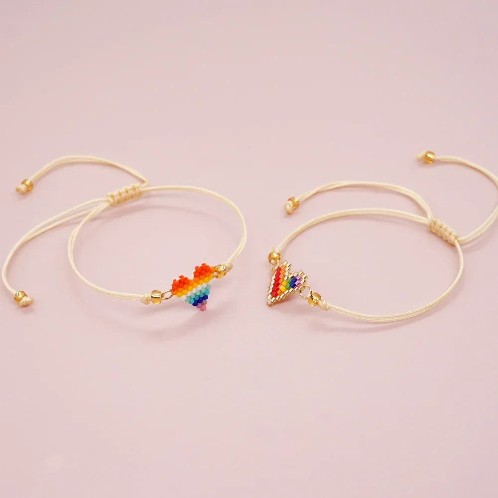 Beaded bracelet Rainbow Heart Design Originality Female Hand knitting Bohemia Adjustable Tide Simple Rice bead bracelet
Beaded bracelet Rainbow Heart Design Originality Female Hand knitting Bohemia Adjustable Tide Simple Rice bead bracelet