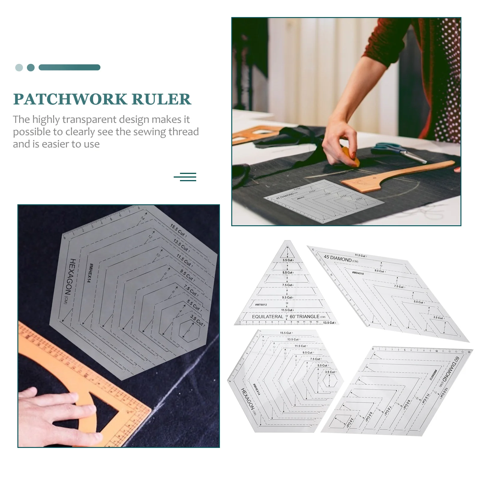 4 Pcs Patchwork Ruler Plastic for Cloth Craft Pattern Making Round Quilting Sewing Tool
4 Pcs Patchwork Ruler Plastic for Cloth Craft Pattern Making Round Quilting Sewing Tool