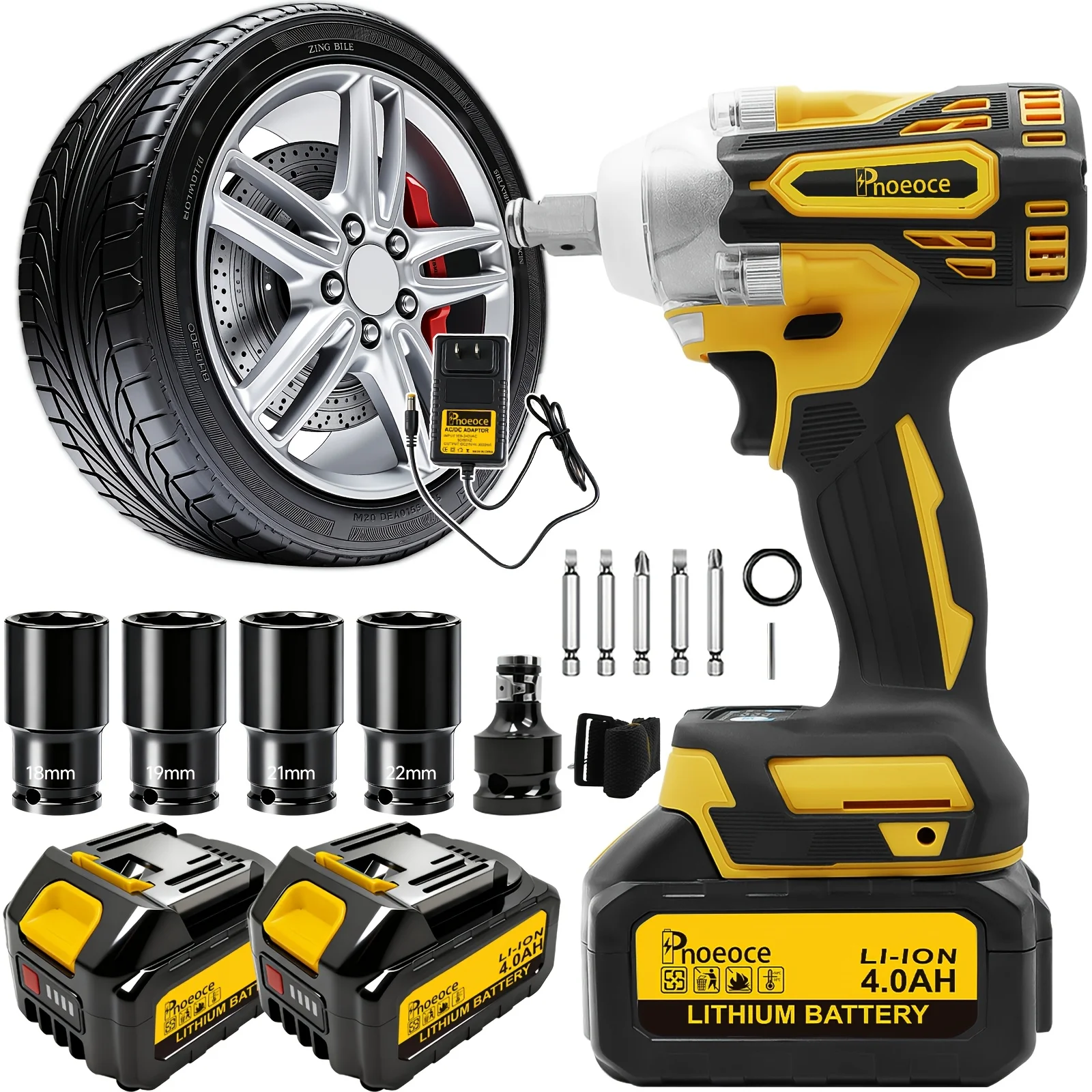4000mAh Cordless Impact Wrench Set, 21V High Torque Brushless 1/2" Impact Gun, Rechargeable Battery, Fast Charger & Complete Accessories - Variable Speed Control for Home Installation, Car & Motorcycle Repair
4000mAh Cordless Impact Wrench Set, 21V High Torque Brushless 1/2" Impact Gun, Rechargeable Battery, Fast Charger & Complete Accessories - Variable Speed Control for Home Installation, Car & Motorcycle Repair
