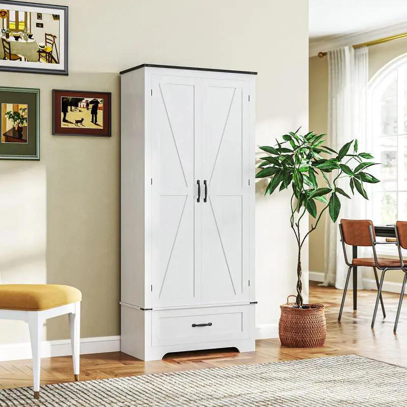 72" Farmhouse Pantry Cabinet with Adjustable Shelves, Kitchen Pantry Cabinet with 2 Doors, White Wood Grain
72" Farmhouse Pantry Cabinet with Adjustable Shelves, Kitchen Pantry Cabinet with 2 Doors, White Wood Grain