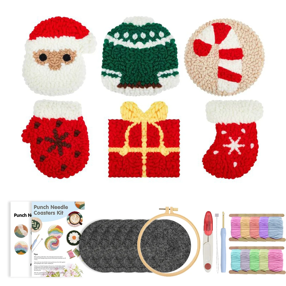 6pcs Set Punch Needle Coasters Kit Felt Yarns Embroidery Craft Kit Drinking Cup Mat for Parties Weddings Bar Christmas Home Pub
6pcs Set Punch Needle Coasters Kit Felt Yarns Embroidery Craft Kit Drinking Cup Mat for Parties Weddings Bar Christmas Home Pub