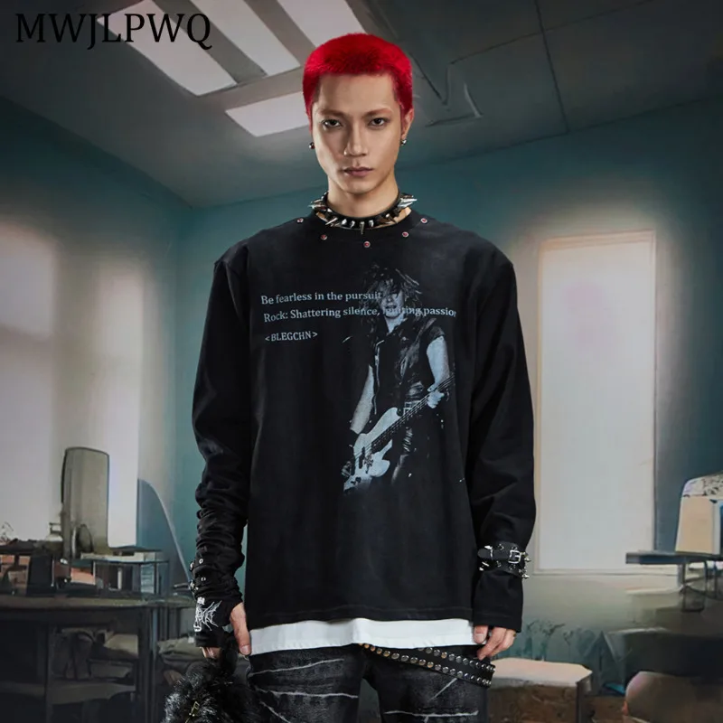 MWJLPWQ Vintage Printed Rivet T-Shirt Male High Street Round Collar Long Sleeve Washed Men's Clothing Casual Autumn Tops 11490
MWJLPWQ Vintage Printed Rivet T-Shirt Male High Street Round Collar Long Sleeve Washed Men's Clothing Casual Autumn Tops 11490