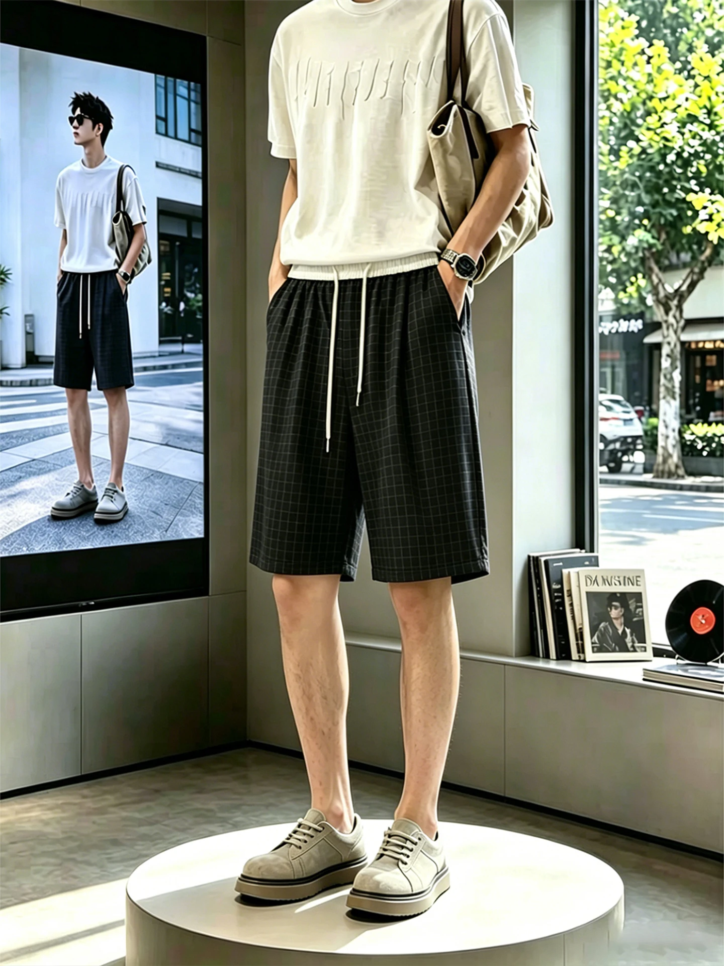 American Retro Plaid Ice Silk Men's Short Pants Summer Thin Sport Fitness Training Five-Point Pants Loose Fit Elastic Waist
American Retro Plaid Ice Silk Men's Short Pants Summer Thin Sport Fitness Training Five-Point Pants Loose Fit Elastic Waist