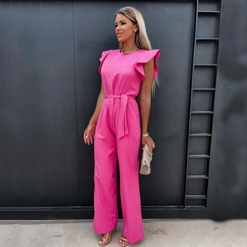 Elegant O Neck Ruffle Sleeve High Waist Belt White Summer Jumpsuit Women 2022 Sweet Office Ladies Straight Pants Casual Playsuit
Elegant O Neck Ruffle Sleeve High Waist Belt White Summer Jumpsuit Women 2022 Sweet Office Ladies Straight Pants Casual Playsuit