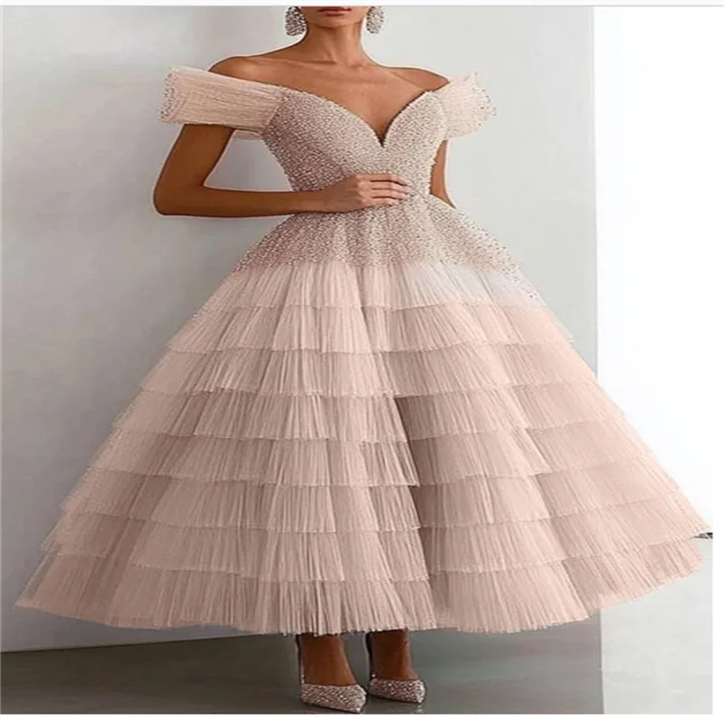Champagne Girl Prom Dresses Luxury Tulle A-Line Birthday Dress Women Ruffles Tiered Vestidos Para Mujer De Noche Customized
Champagne Girl Prom Dresses Luxury Tulle A-Line Birthday Dress Women Ruffles Tiered Vestidos Para Mujer De Noche Customized
