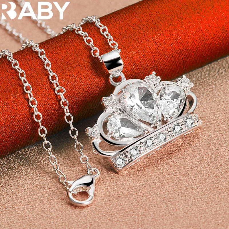 URBABY 925 Sterling Silver With 16-30 inch Chain AAAAA Zircon Crown Pendant Necklace For Women Wedding Party Gifts Jewelry
URBABY 925 Sterling Silver With 16-30 inch Chain AAAAA Zircon Crown Pendant Necklace For Women Wedding Party Gifts Jewelry