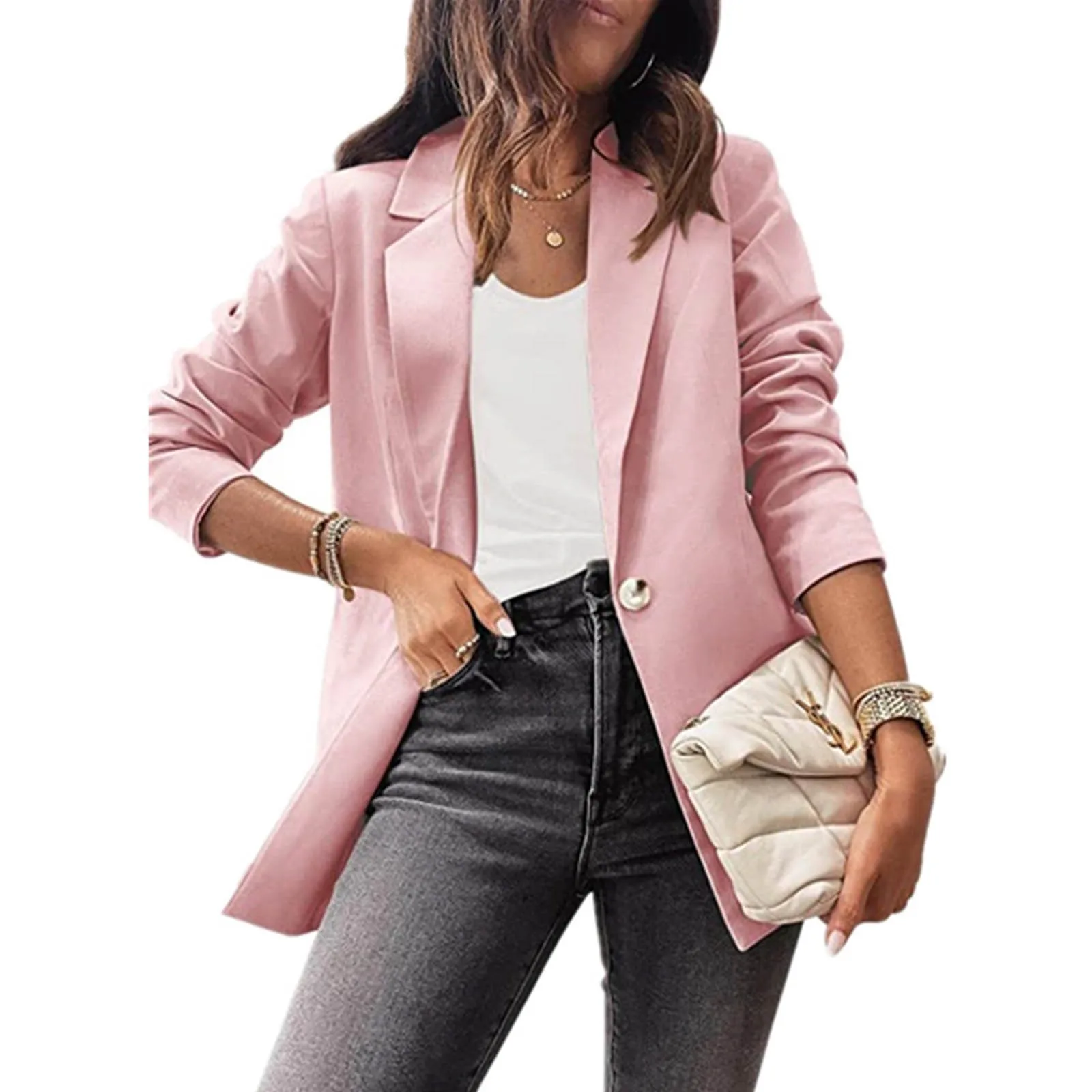 Open Front Suit Jacket For Women Blazers Solid Color Slim Lapel Blazer Jackets Long Sleeve Work Business Office Coat Autumn Wear
Open Front Suit Jacket For Women Blazers Solid Color Slim Lapel Blazer Jackets Long Sleeve Work Business Office Coat Autumn Wear