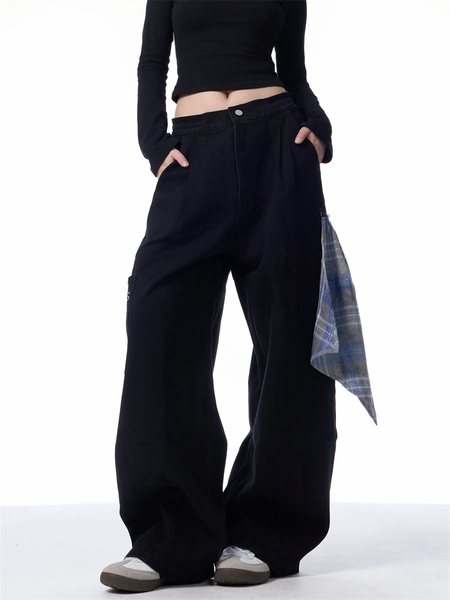 Spring New Style Loose Women's Denim Pants with Scarf Wide Leg Pants Detachable Fashionable Deep Black Deconstructed Design
Spring New Style Loose Women's Denim Pants with Scarf Wide Leg Pants Detachable Fashionable Deep Black Deconstructed Design