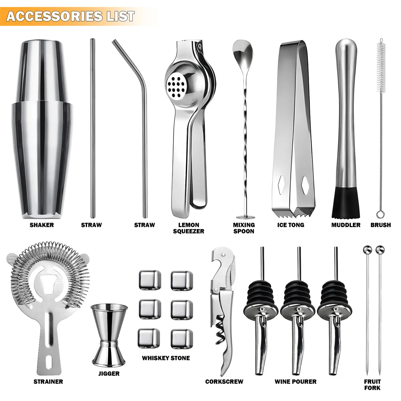 Acrylic Stainless Steel Cocktail Shaker Set - Wood Stand Bar Tools with Boston Shaker Cross-border
Acrylic Stainless Steel Cocktail Shaker Set - Wood Stand Bar Tools with Boston Shaker Cross-border