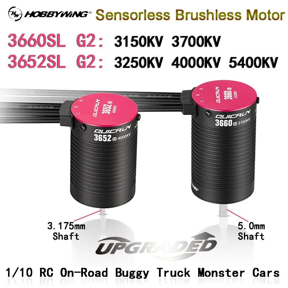 HOBBYWING QuicRun Brushless Motors 3660/3652SL G2 Sensorless 3.175/5.0mm Shaft for WLtoys 1/10 RC Car On-road Buggy Truck Parts
HOBBYWING QuicRun Brushless Motors 3660/3652SL G2 Sensorless 3.175/5.0mm Shaft for WLtoys 1/10 RC Car On-road Buggy Truck Parts