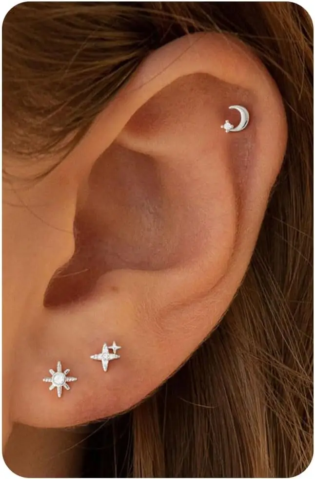 3 Pairs Silver Flat Back Earrings for Women Hypoallergenic Sterling Silver Post Helix Piercing
3 Pairs Silver Flat Back Earrings for Women Hypoallergenic Sterling Silver Post Helix Piercing
