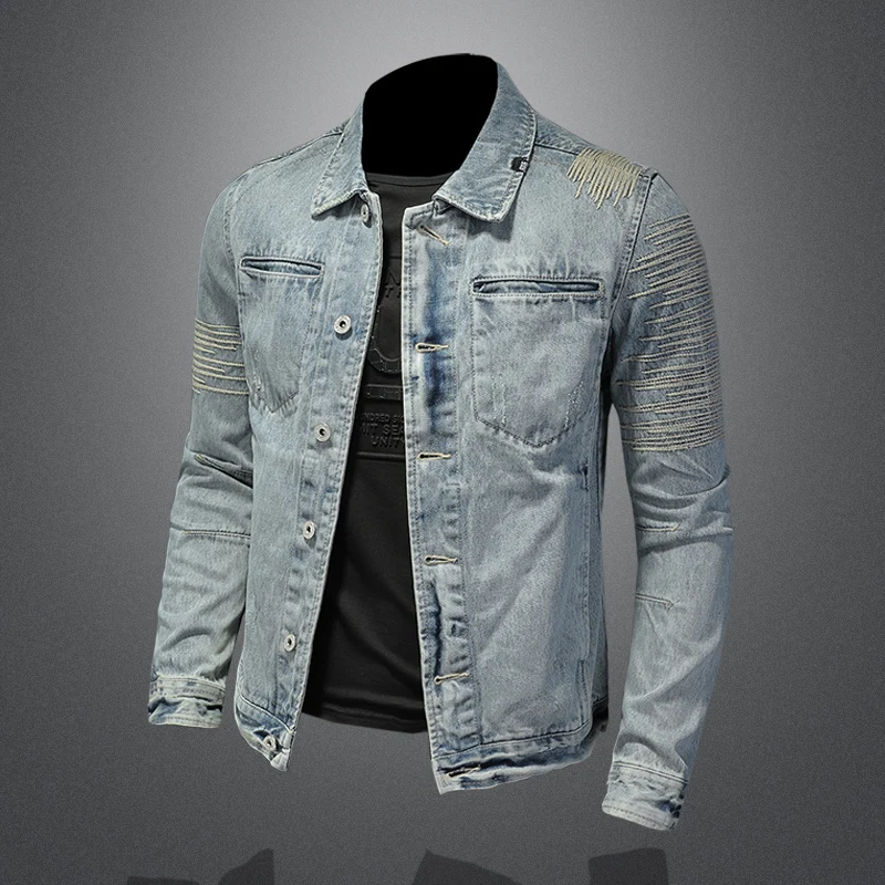 Europe and The United States Spring and Autumn Fashion Handsome Casual Personality Embroidered Light Color Denim Jacket for Men
Europe and The United States Spring and Autumn Fashion Handsome Casual Personality Embroidered Light Color Denim Jacket for Men