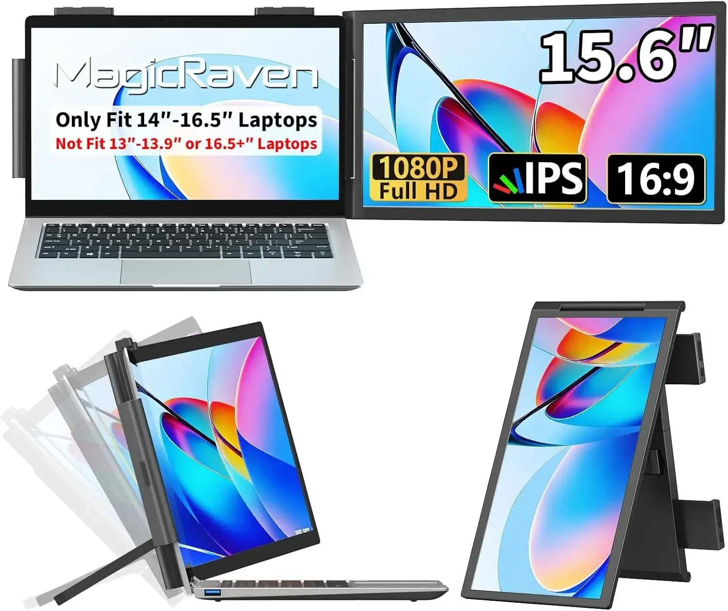 Laptop Screen Extender, 15.6" 1080P IPS Portable Monitor, Travel Monitor for 13-15.6" Laptops with USB-C/HDMI Port, Plug and Pla
Laptop Screen Extender, 15.6" 1080P IPS Portable Monitor, Travel Monitor for 13-15.6" Laptops with USB-C/HDMI Port, Plug and Pla