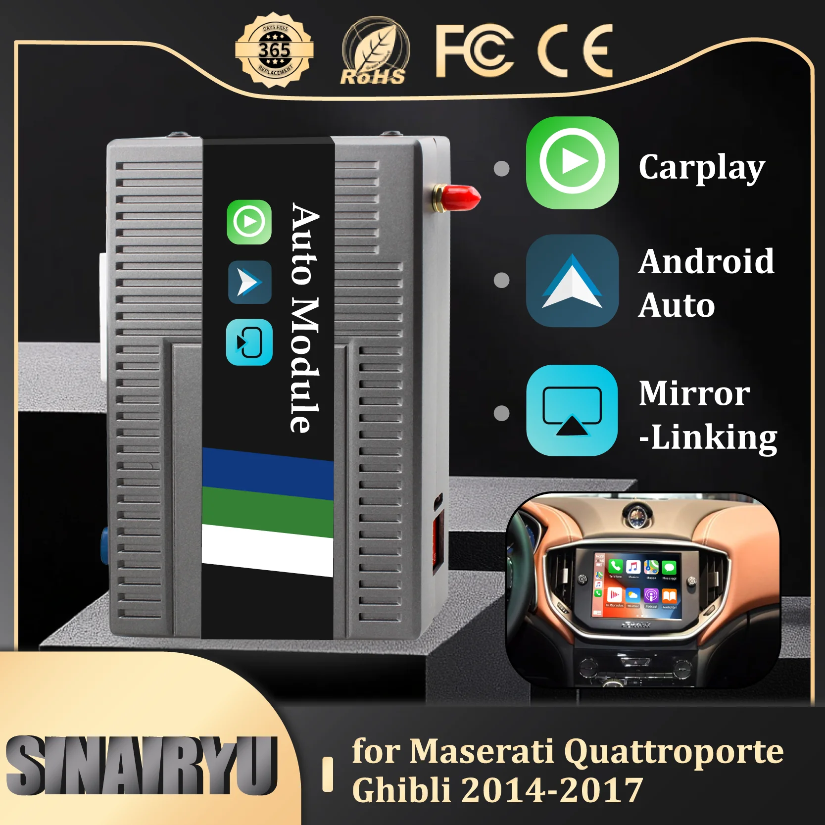Беспроводной интерфейс CarPlay для Maserati Ghibli Quattroporte 2014-2016, Android Auto Mirrorlink, автомобильные аксессуары
Беспроводной интерфейс CarPlay для Maserati Ghibli Quattroporte 2014-2016, Android Auto Mirrorlink, автомобильные аксессуары