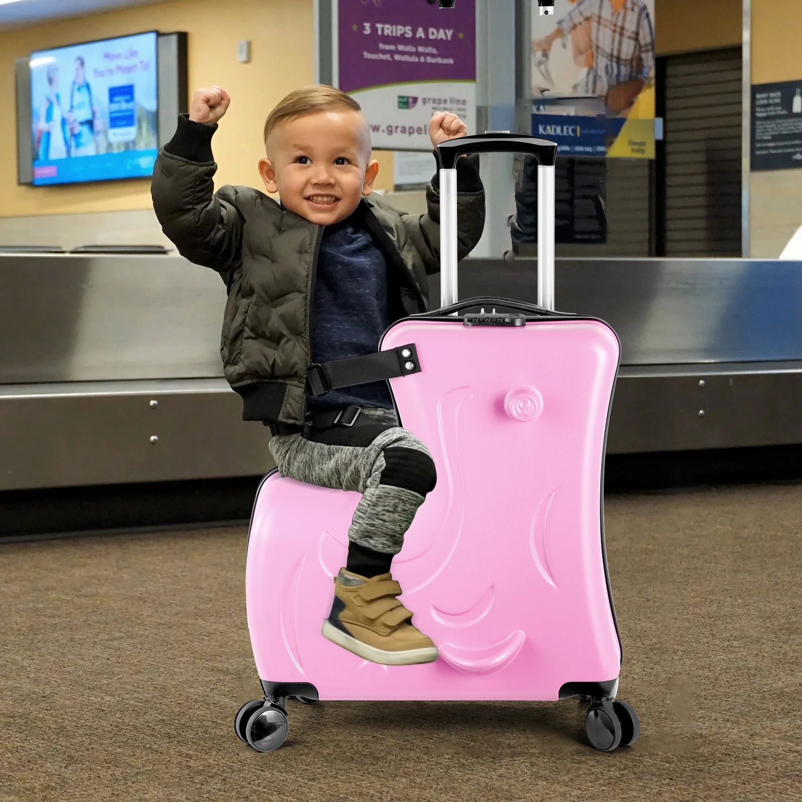 Kids Ride on Luggage | Kid Luggage Seat Ride on | Kids Travel Suitcase with Safety Belt, Wheels | For Kid Airplane Travel
Kids Ride on Luggage | Kid Luggage Seat Ride on | Kids Travel Suitcase with Safety Belt, Wheels | For Kid Airplane Travel