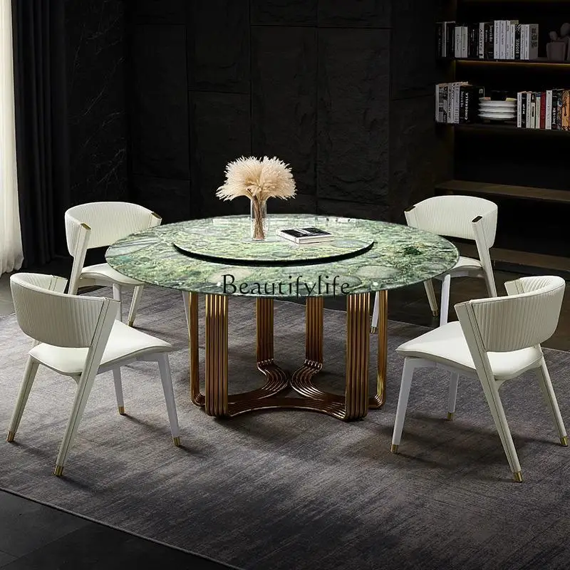 5Natural emerald luxury stone dining table round dining table
5Natural emerald luxury stone dining table round dining table