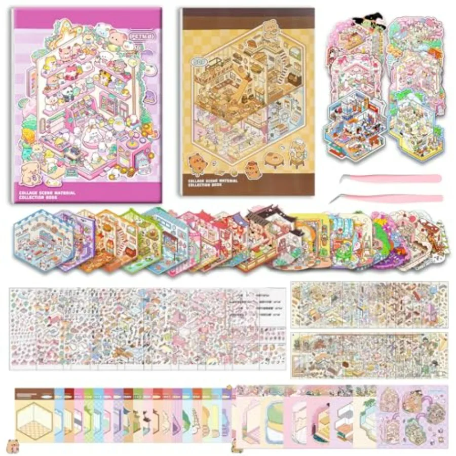 3D Sticker Scene Book for Adults Teens - 2 Books Set, 67 Pages 26 Scenes DIY Miniature House Stickers, Peel and Stick Stress Re
3D Sticker Scene Book for Adults Teens - 2 Books Set, 67 Pages 26 Scenes DIY Miniature House Stickers, Peel and Stick Stress Re