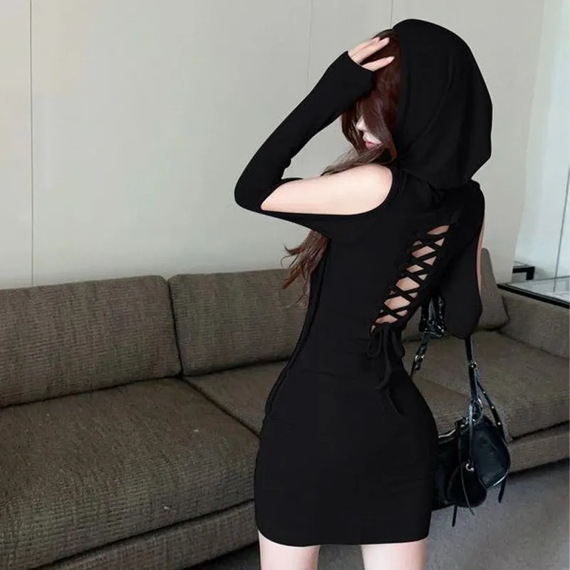 Hotsweet Hooded Off Shoulder Mini Dress Spring Autumn Fashionable Hollow Out Women's Clothing Solid Color Aura Bag Hip Dresses
Hotsweet Hooded Off Shoulder Mini Dress Spring Autumn Fashionable Hollow Out Women's Clothing Solid Color Aura Bag Hip Dresses