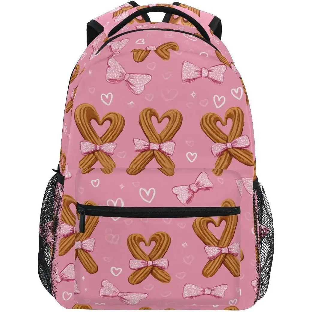 Pink Pretzel Heart Backpack Cute Bow Print School Bag Casual Daypack For Girls Kids Students Travel Snack Pattern Daily Use
Pink Pretzel Heart Backpack Cute Bow Print School Bag Casual Daypack For Girls Kids Students Travel Snack Pattern Daily Use