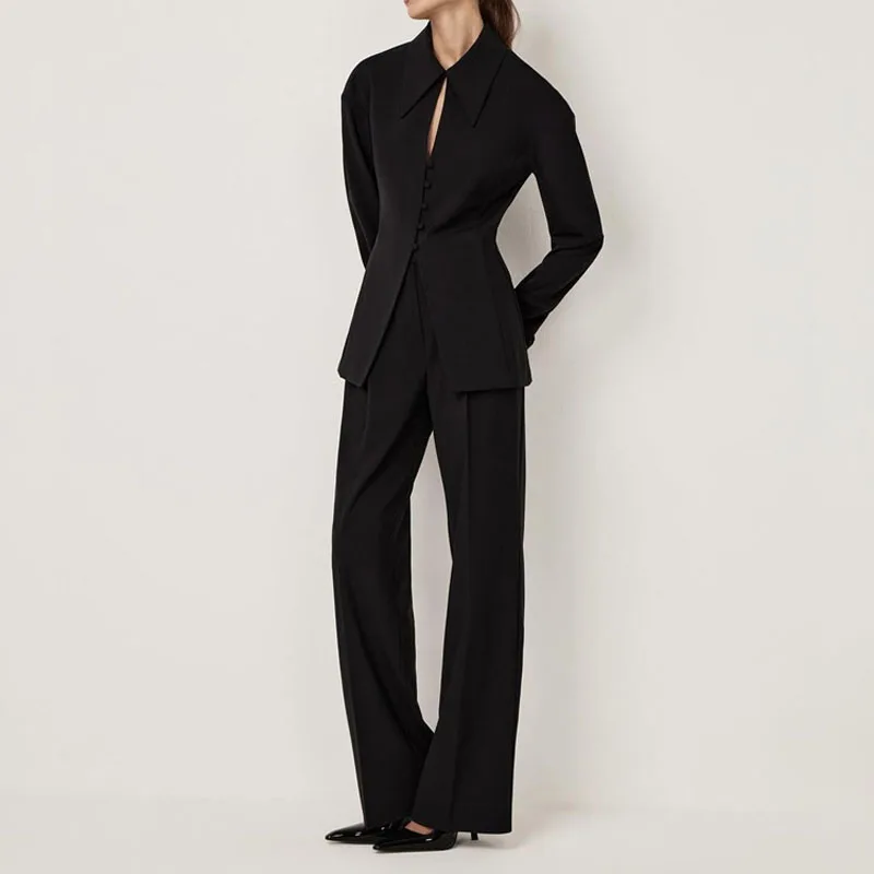 New 2025 black suit women's lapel long sleeve slim jacket casual pants temperament commuting two-piece club clothing Vestidos
New 2025 black suit women's lapel long sleeve slim jacket casual pants temperament commuting two-piece club clothing Vestidos