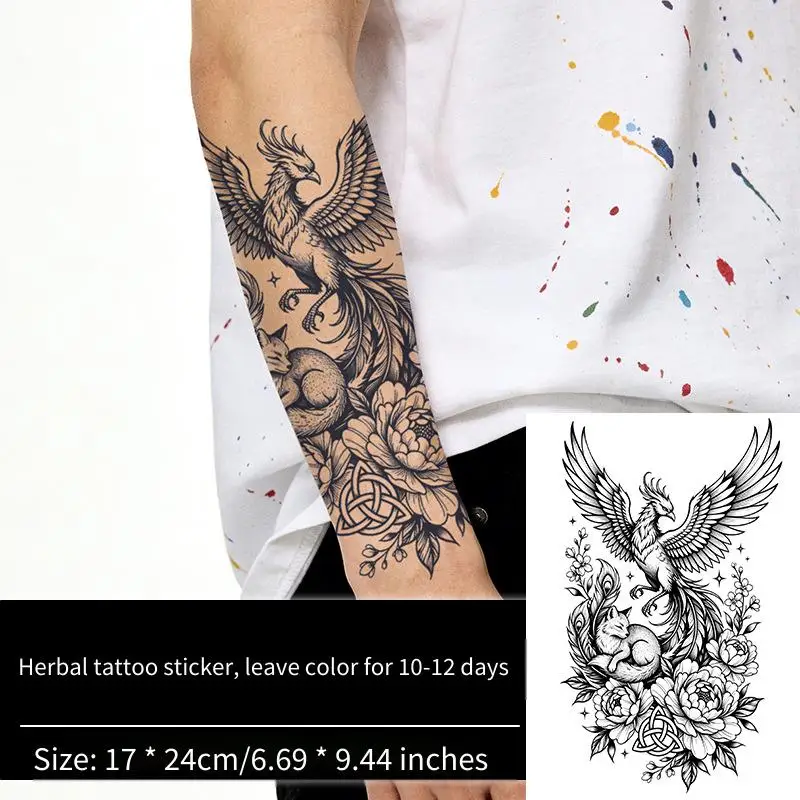 Phoenix Fox Peony Sakura Celtic Knot Herbal Juice Tattoo Sticker, Temporary Tattoo Waterproof Long-Lasting for Men Women Arm
Phoenix Fox Peony Sakura Celtic Knot Herbal Juice Tattoo Sticker, Temporary Tattoo Waterproof Long-Lasting for Men Women Arm