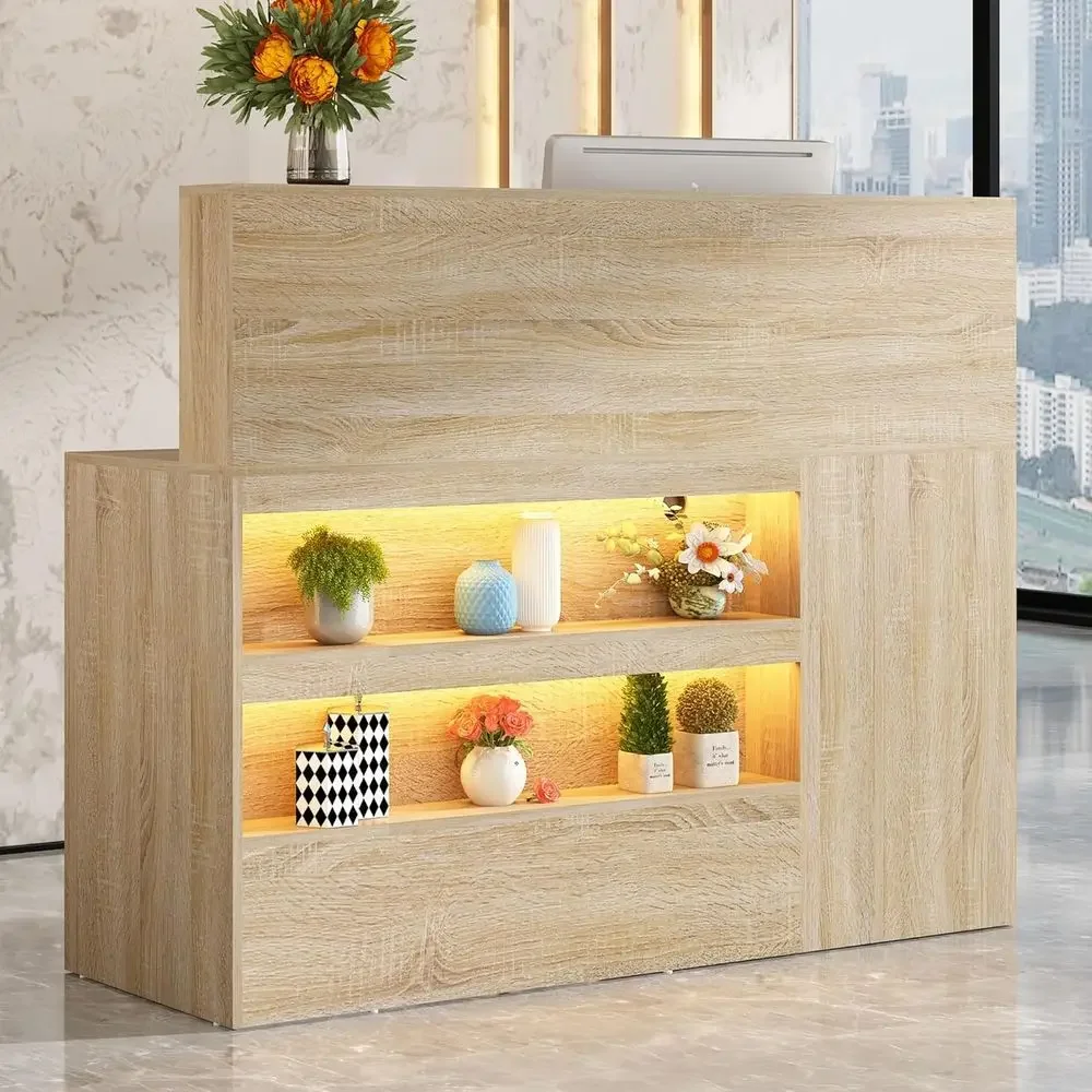 55" Retion Desk with LED Lights Power Outlets,L-Shaped ern ront Table Retion Room Table with Cable Grommet,Lockable Ders,Retail
55" Retion Desk with LED Lights Power Outlets,L-Shaped ern ront Table Retion Room Table with Cable Grommet,Lockable Ders,Retail