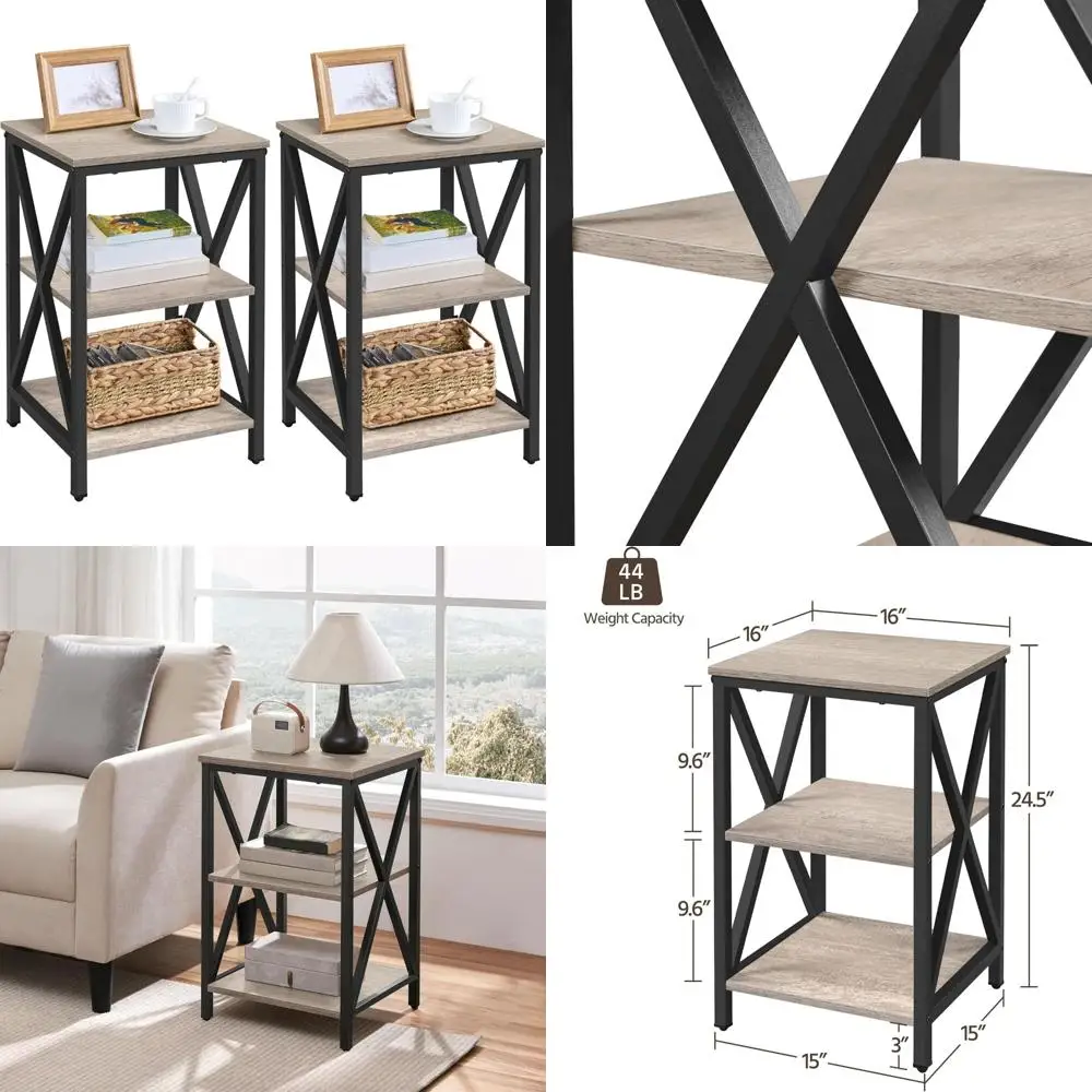 Yaheetech 2-Piece Industrial Style End Tables - 3-Level Storage Shelves for Living Room, X-Frame Accent Tables, Durable and Stur
Yaheetech 2-Piece Industrial Style End Tables - 3-Level Storage Shelves for Living Room, X-Frame Accent Tables, Durable and Stur