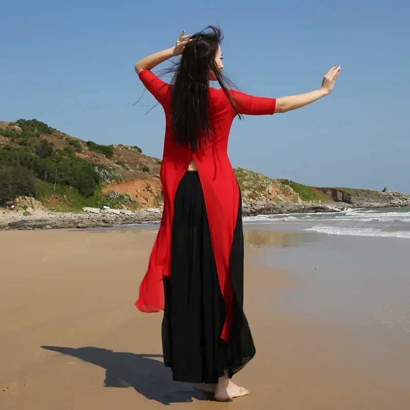 New Style Classical Dance Pactice Clothes For Dancers, Belly Dance Wide-Leg Pants,Loose Oriental Dance Performance Gown
New Style Classical Dance Pactice Clothes For Dancers, Belly Dance Wide-Leg Pants,Loose Oriental Dance Performance Gown