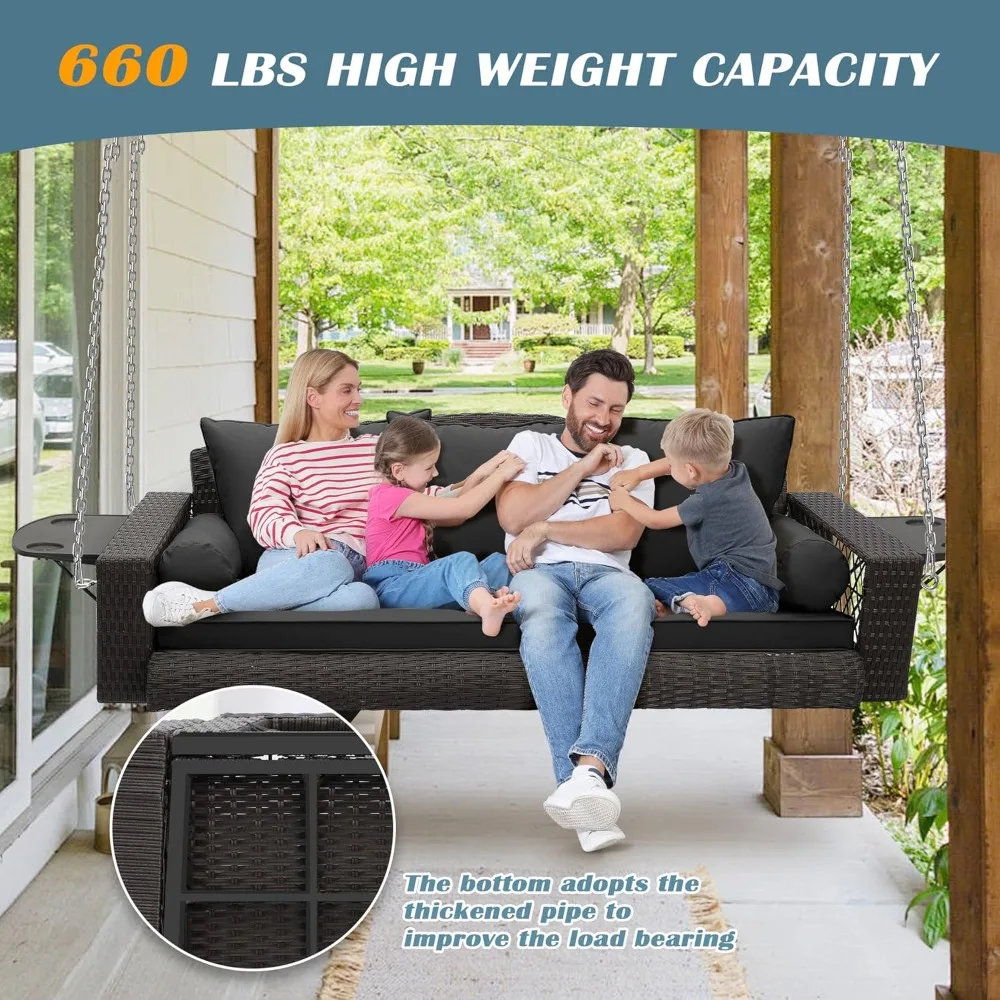 Wicker Porch Swing, 3-Seats Rattan Hanging Swing Chair, Patio Grey Rattan Swings, Outdoor Swing Bench with Cushion, Customized
Wicker Porch Swing, 3-Seats Rattan Hanging Swing Chair, Patio Grey Rattan Swings, Outdoor Swing Bench with Cushion, Customized