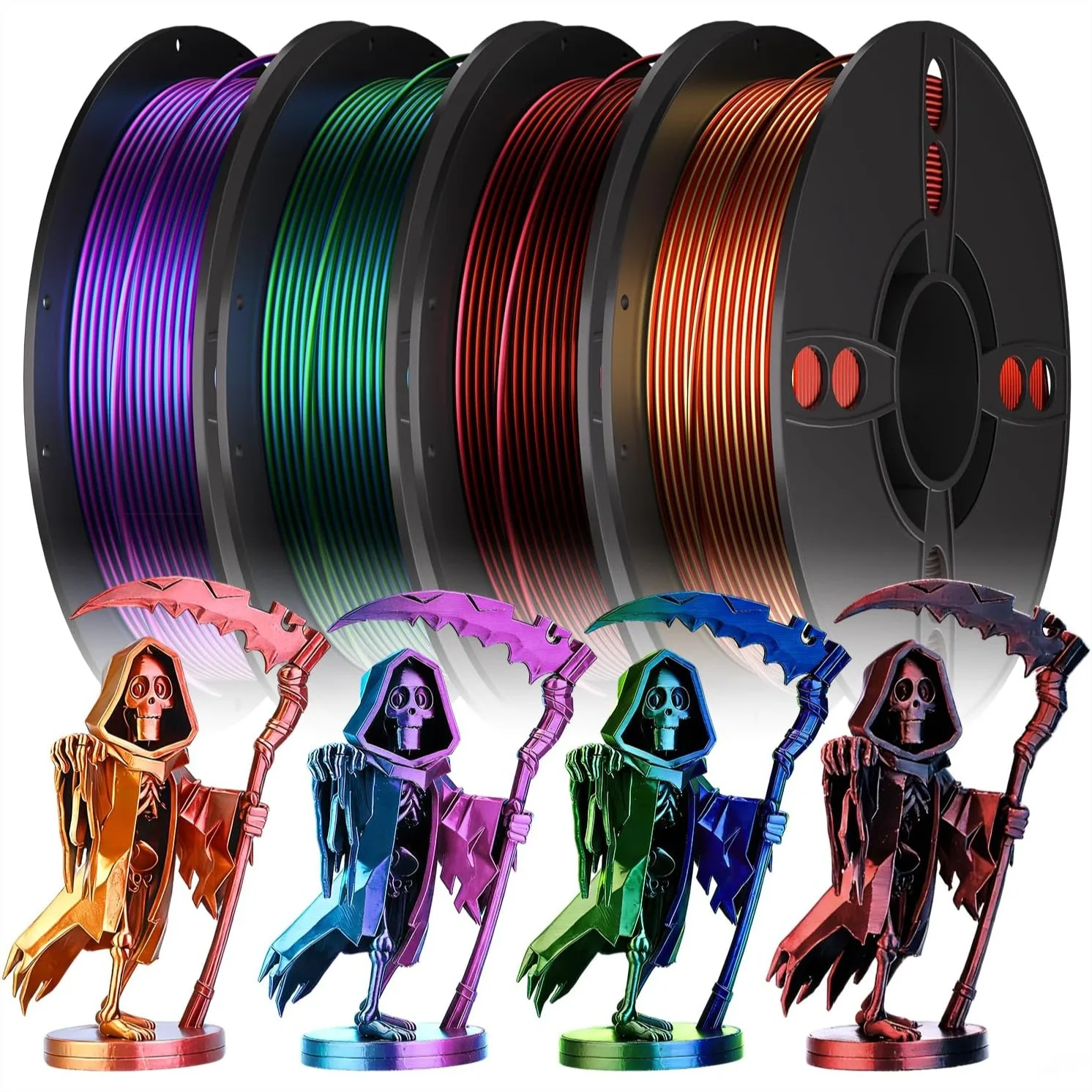 1.75mm Silk PLA Filament Bundle 4 Spools 250g Each, Dual Color Coextrusion for FDM 3D Printers with High Precision
1.75mm Silk PLA Filament Bundle 4 Spools 250g Each, Dual Color Coextrusion for FDM 3D Printers with High Precision
