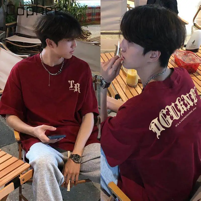 Summer American Hip Hop Street Style Men's White Black Wine Red Dark Gray Navy Blue Letter Print Round Neck Short Sleeve T-Shirt
Summer American Hip Hop Street Style Men's White Black Wine Red Dark Gray Navy Blue Letter Print Round Neck Short Sleeve T-Shirt