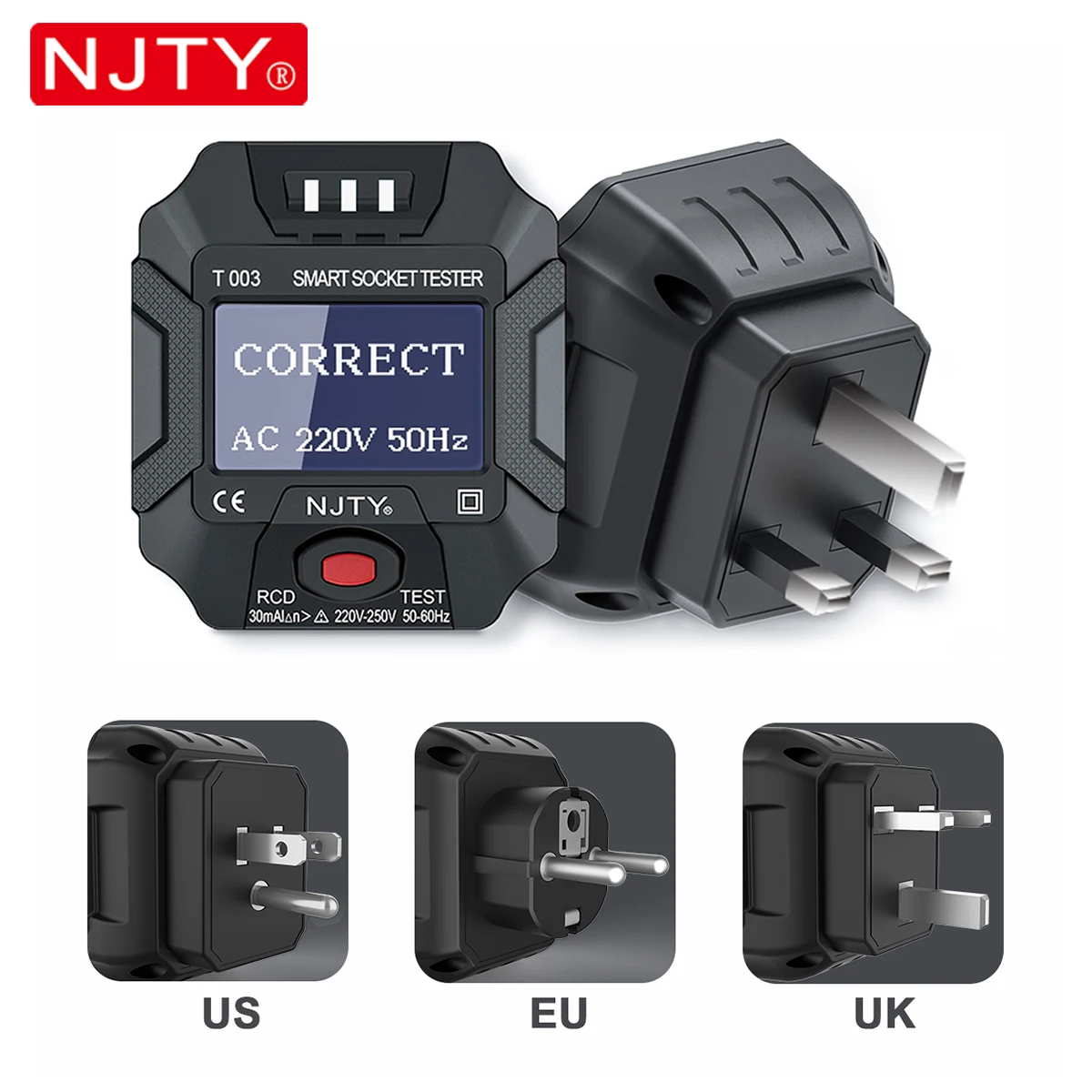 Тестер умных розеток NJTY T003 с ЖК-дисплеем мгновенно определяет неисправности в проводке, проверяет напряжение и частоту, а также проверяет защиту от утечки тока (90–250 В)
Тестер умных розеток NJTY T003 с ЖК-дисплеем мгновенно определяет неисправности в проводке, проверяет напряжение и частоту, а также проверяет защиту от утечки тока (90–250 В)