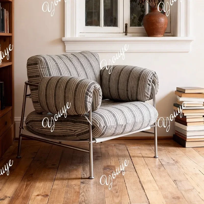 XM Medieval Style Living Room Designer Striped Fabric Single Sofa Chair Hotel Casual Stainless Steel Armchair
XM Medieval Style Living Room Designer Striped Fabric Single Sofa Chair Hotel Casual Stainless Steel Armchair