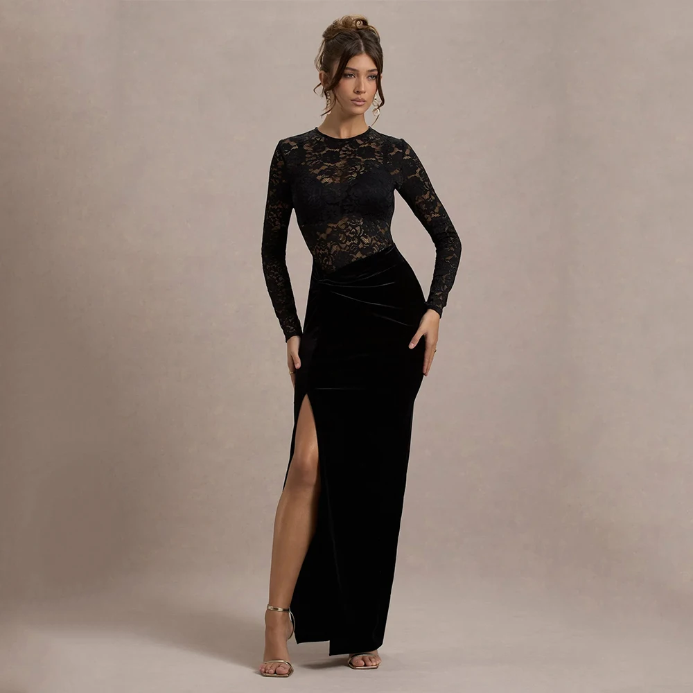 Dream Classic Elegant Evening Dress Velour for Floor-Length O-Neck Slit Prom Dress Lace Mermaid Vestidos De Fiesta Customized
Dream Classic Elegant Evening Dress Velour for Floor-Length O-Neck Slit Prom Dress Lace Mermaid Vestidos De Fiesta Customized