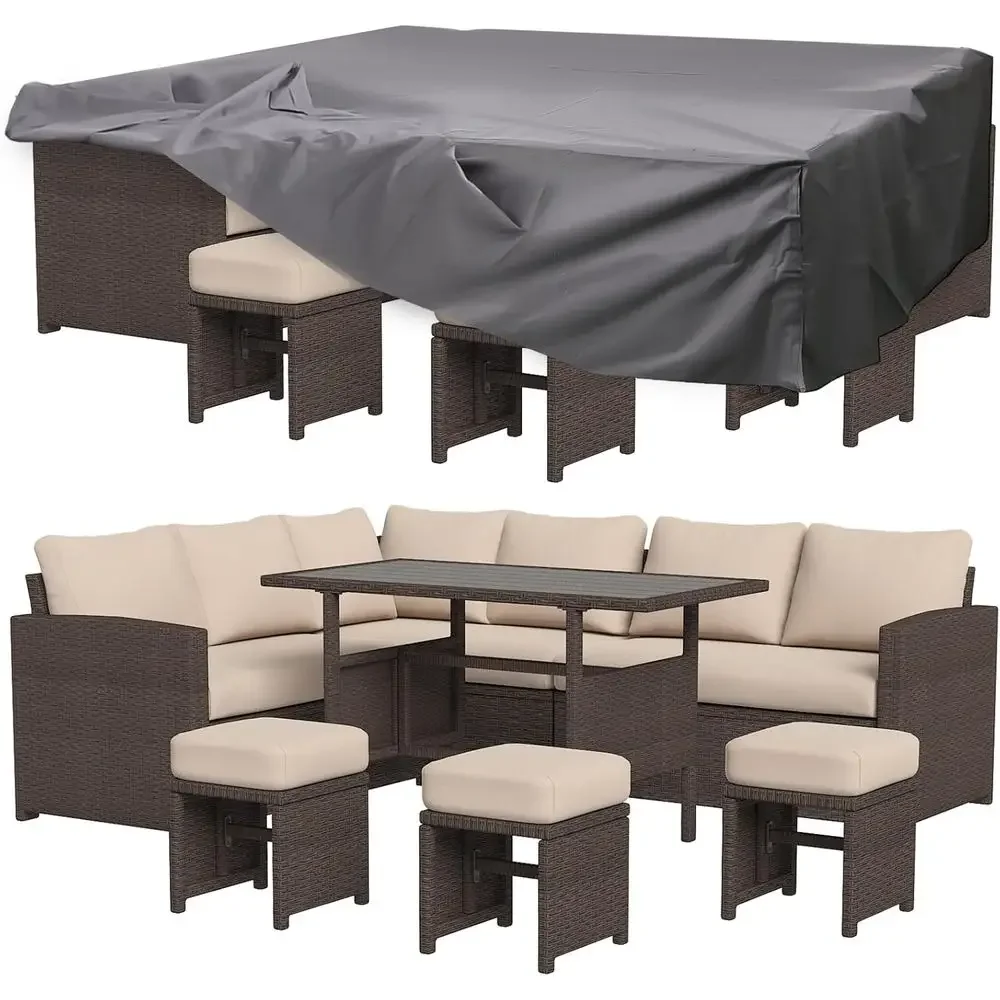 7-Piece Patio Furniture Set with Waterproof Cover, Outdoor Sectional Sofa, All-Weather Wicker Rattan Dining Set with Ottoman, Br
7-Piece Patio Furniture Set with Waterproof Cover, Outdoor Sectional Sofa, All-Weather Wicker Rattan Dining Set with Ottoman, Br