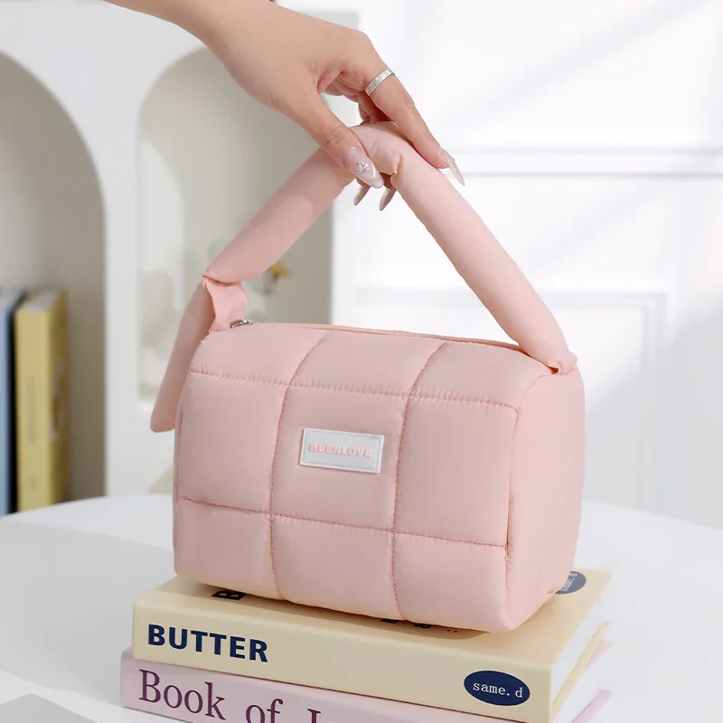 Новая ручная сумка для хранения, нейлоновая косметичка, большая вместимость, подарок для девочек, клетчатая модная простая дорожная стирка, ополаскивание нескольких цветов