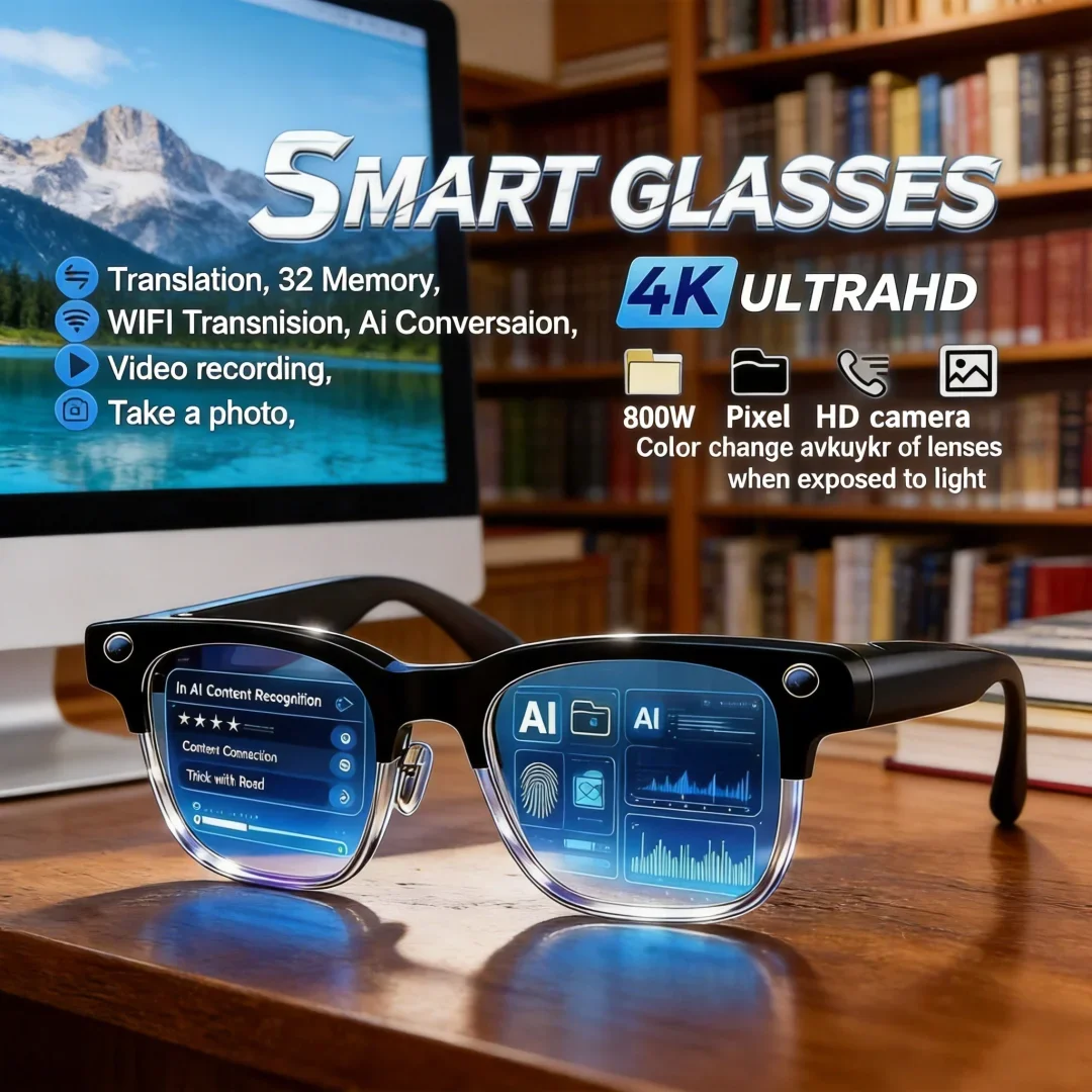 Exquisite AI Smart Glasses New 800W Pixel Camera Smart Glasses Video Recording AI Photo Recognition Bluetooth Call Voice
Exquisite AI Smart Glasses New 800W Pixel Camera Smart Glasses Video Recording AI Photo Recognition Bluetooth Call Voice