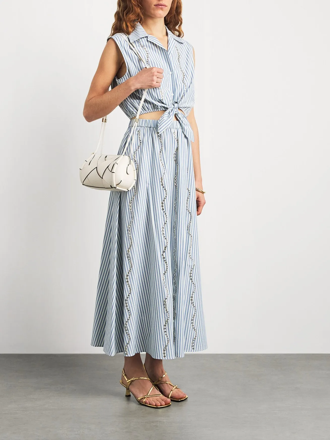 S Home Spring Summer 2026 Women's Fashion Set Short Sleeve Shirt And High Waist A-Line Skirt with Diamond Decorated Stripes
S Home Spring Summer 2026 Women's Fashion Set Short Sleeve Shirt And High Waist A-Line Skirt with Diamond Decorated Stripes