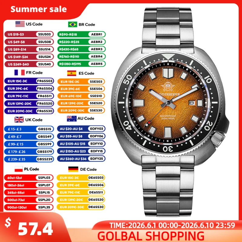 ADDIESDIVE Quartz Men's Watch 200m waterproof Turtle Dive Wristwatch AD2511 Sapphire Glass Ceramic Bezel Super Luminous Watches
ADDIESDIVE Quartz Men's Watch 200m waterproof Turtle Dive Wristwatch AD2511 Sapphire Glass Ceramic Bezel Super Luminous Watches