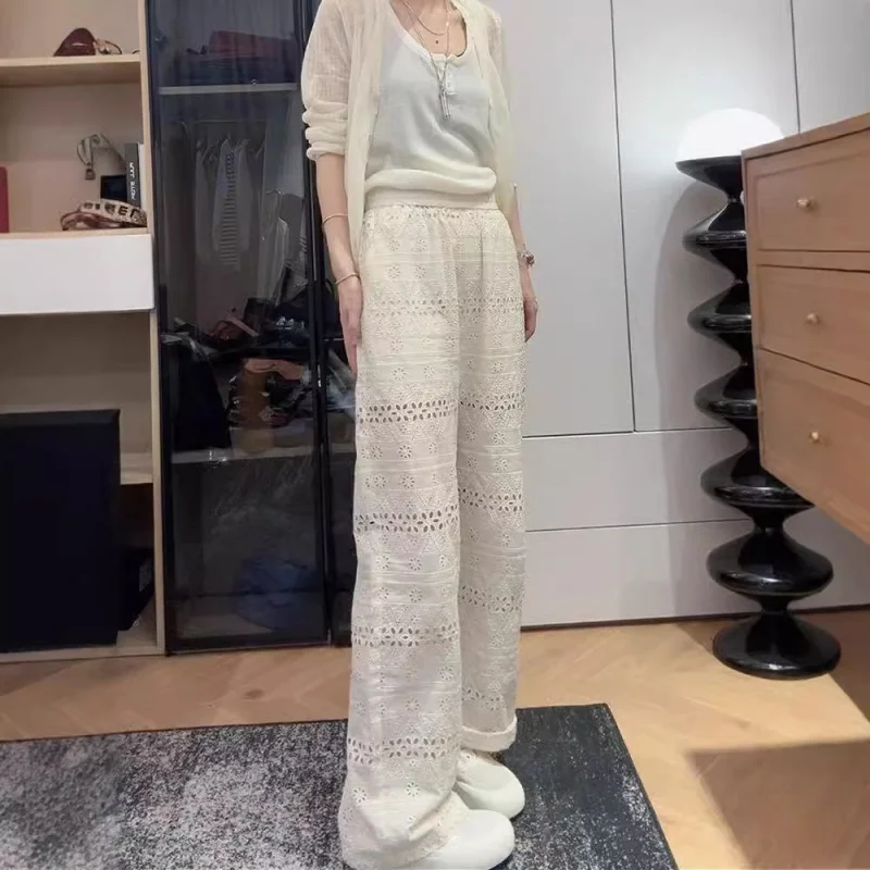 Casual Loose Hollow Out Pants Women, Plus Size, High Waist, Thin, Draped Straight Pants2025Summer FatmmSlimming Wide-Leg Pan
Casual Loose Hollow Out Pants Women, Plus Size, High Waist, Thin, Draped Straight Pants2025Summer FatmmSlimming Wide-Leg Pan