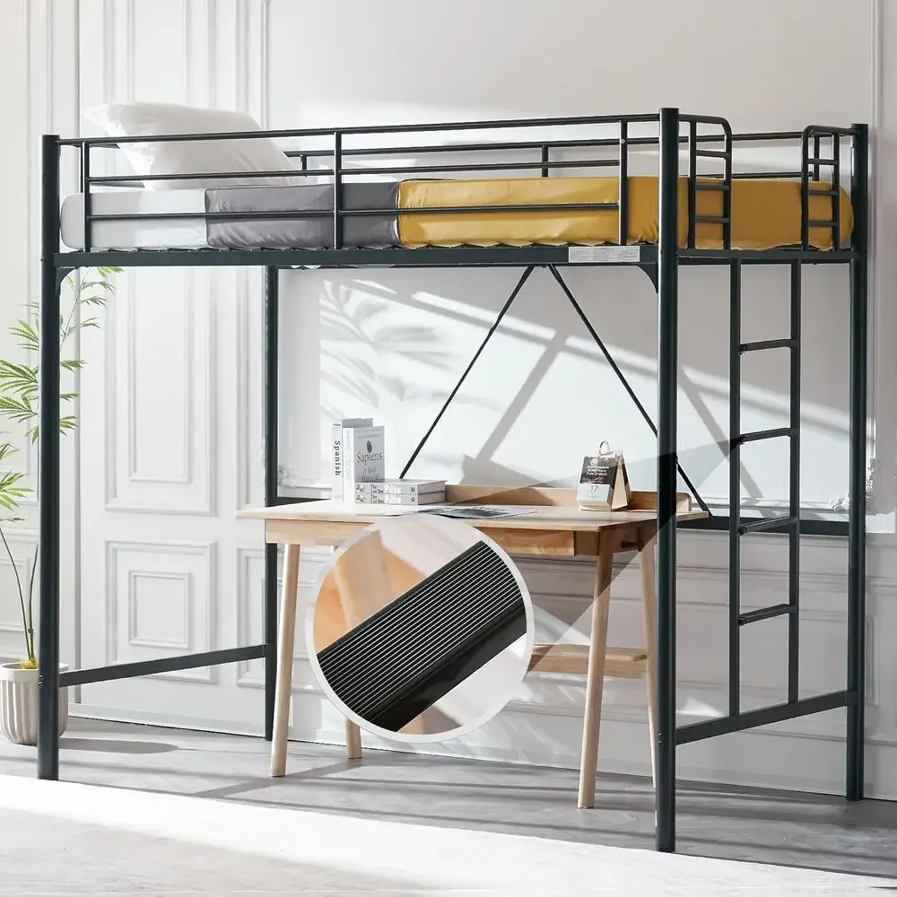 71 Tall Twin Size Metal Bunk Bed with Ladder and Safety Rails for Kids, Teens, Adults - Black
71 Tall Twin Size Metal Bunk Bed with Ladder and Safety Rails for Kids, Teens, Adults - Black