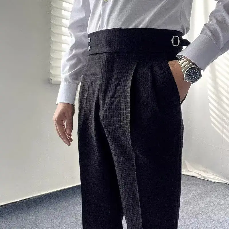 Paris Button High Waist Trousers Men's Spring and Summer Business Straight Gentleman Casual Pants Naples Non-ironing Male Blazer
Paris Button High Waist Trousers Men's Spring and Summer Business Straight Gentleman Casual Pants Naples Non-ironing Male Blazer