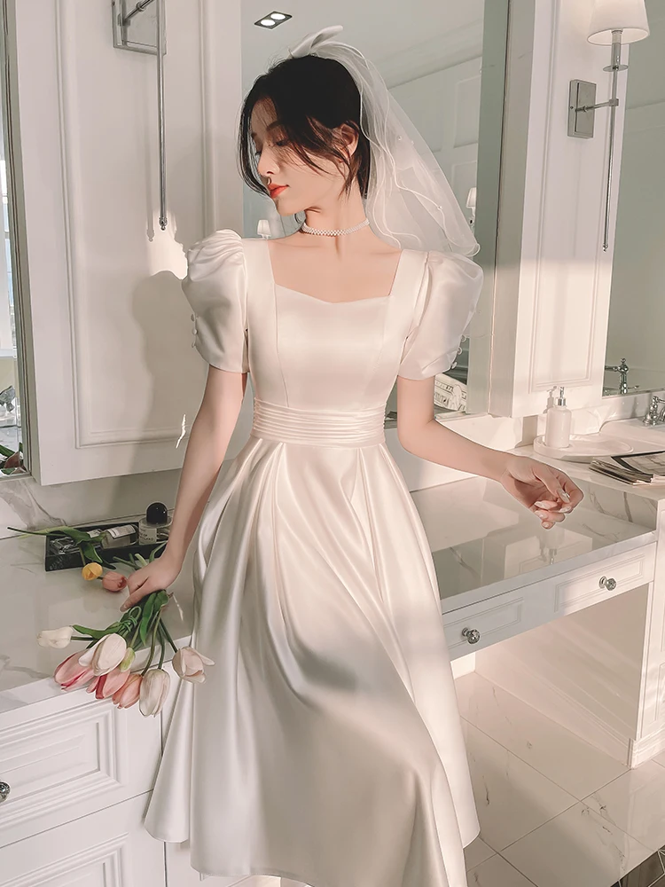 White Small Size Evening Gown Women's Par Ele Daily Wear Registration Silk Satin Slimming A-Line Skirt Dr
White Small Size Evening Gown Women's Par Ele Daily Wear Registration Silk Satin Slimming A-Line Skirt Dr